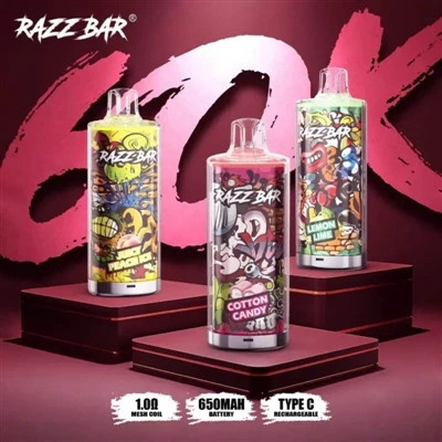 Razz Bar 60000: uvod v novo dobo visokozmogljivih e-cigaret za enkratno uporabo.
