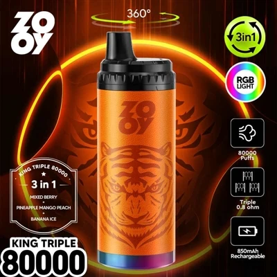 ZOOY KING 3-in-1 80000 Puff E-cigareta za enkratno uporabo: Postavitev novega...