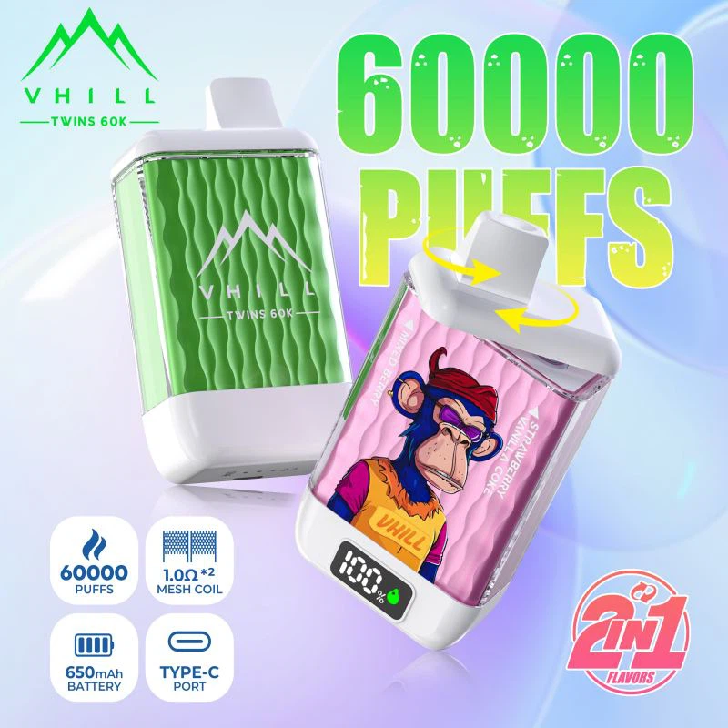 E-cigareta za enkratno uporabo Vhill Twins 60000: celovita analiza strukturni...