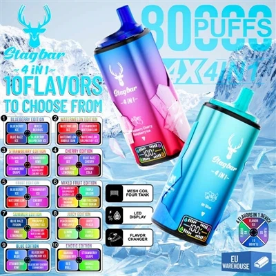 Stag Bar 4in1 80000 puffs: izbira nove dobe za visoko-puff E-cigarete za enkr...
