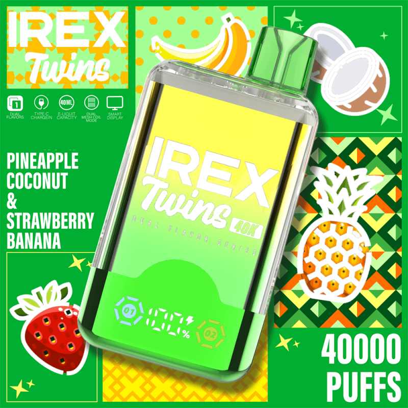 Pineapple CoconutStrawberry BananaIREX TWINS 40K Puffs